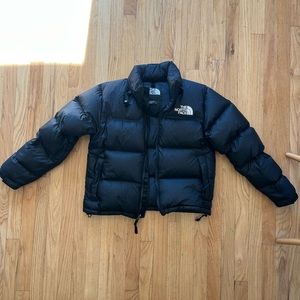 Black retro North Face Nuptse crop puffer
